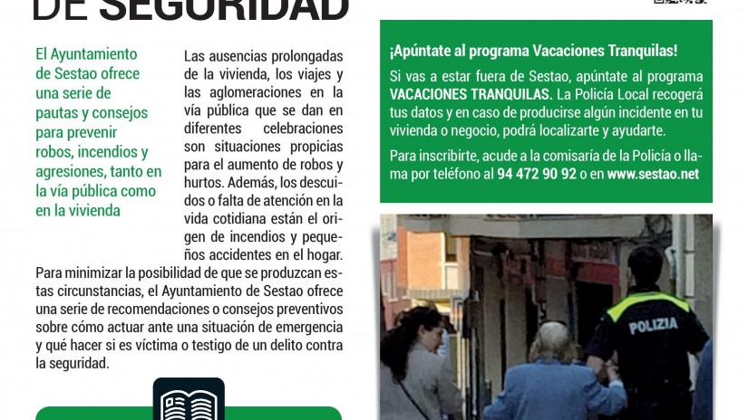 El Ayuntamiento de Sestao buzoneará una revista con recomendaciones y consejos para prevenir situaciones inseguras