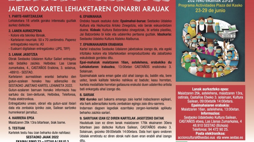 Convocado un concurso para elegir el cartel que anunciará las fiestas de Sestao